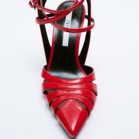 ZARA STRAPPY HEELED STILETTO SHOES RED BRAND NEW WITH TAGS US 6.5 EUR. 37 - Picture 5 of 6